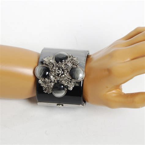 chanel bracelet ebay maltese cross|CHANEL Women Cuff Bracelet Black CC Maltese Cross Resin .